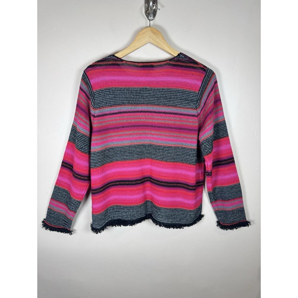 VTG Sigurd Olsen Womens Knit Sweater Fringe Striped Boho 90s Phoebe Artsy PL - Picture 7 of 11
